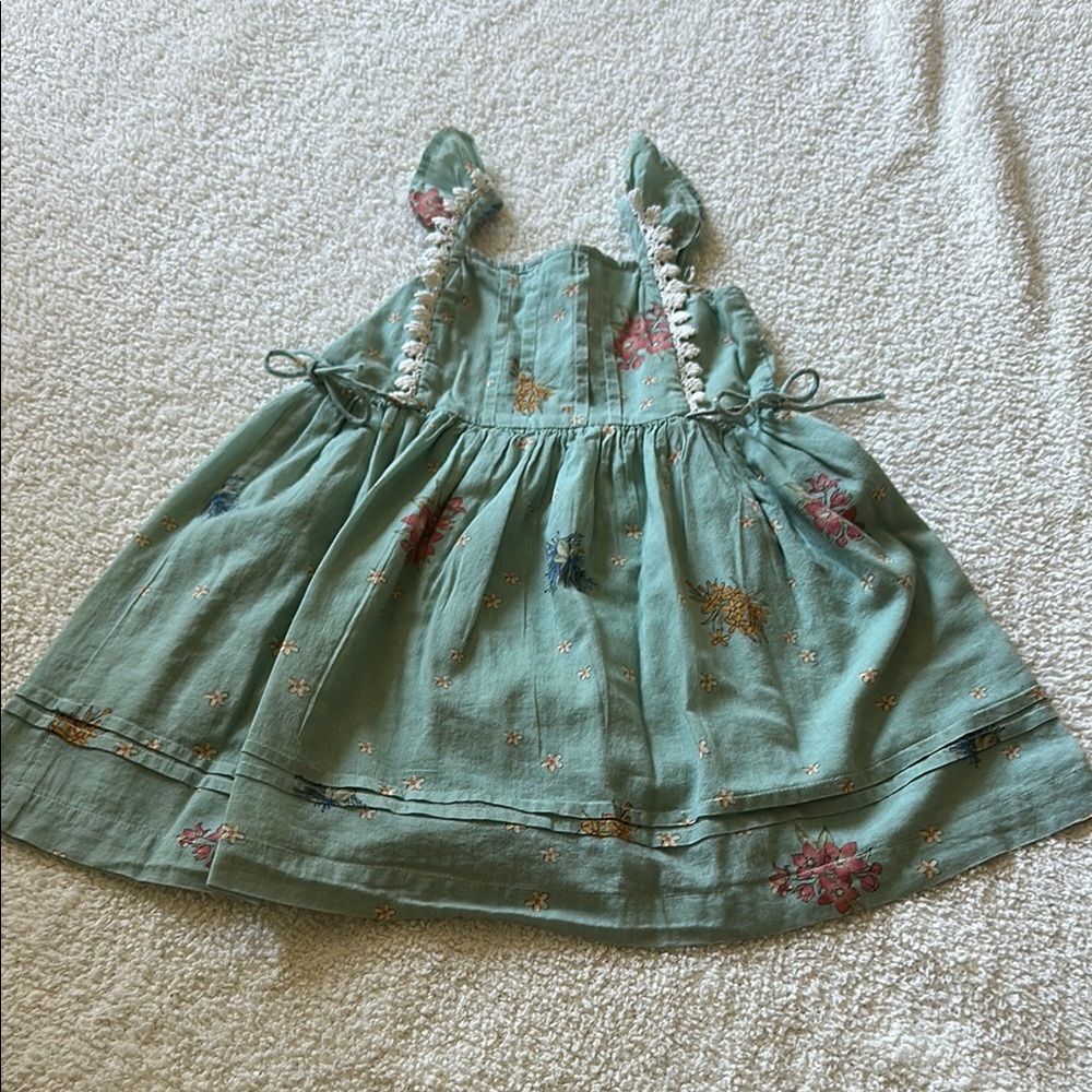 Adorable Floral Kids Dress in Green